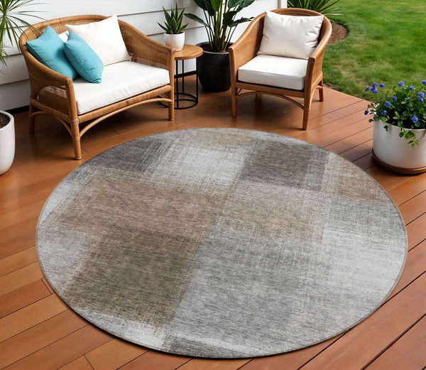 Homeroots 3' Artichoke Green Abstract Washable Indoor Outdoor Area Rug – Durable, Stylish, Stain Resistant Design 8' Round Polyester 584298