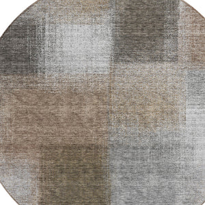 Homeroots 3' Artichoke Green Abstract Washable Indoor Outdoor Area Rug – Durable, Stylish, Stain Resistant Design 8' Round Polyester 584298