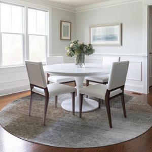 Homeroots 3' Artichoke Green Abstract Washable Indoor Outdoor Area Rug – Durable, Stylish, Stain Resistant Design 8' Round Polyester 584298