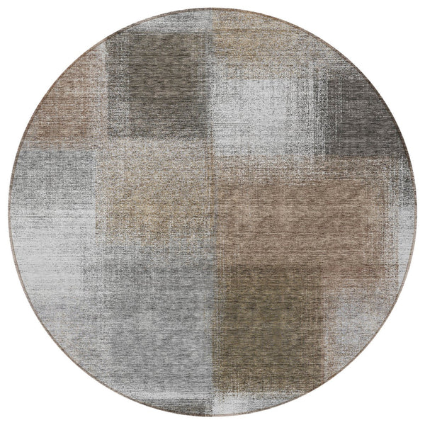 Homeroots 3' Artichoke Green Abstract Washable Indoor Outdoor Area Rug – Durable, Stylish, Stain Resistant Design 8' Round Polyester 584298