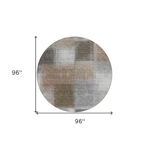 Homeroots 3' Artichoke Green Abstract Washable Indoor Outdoor Area Rug – Durable, Stylish, Stain Resistant Design 8' Round Polyester 584298