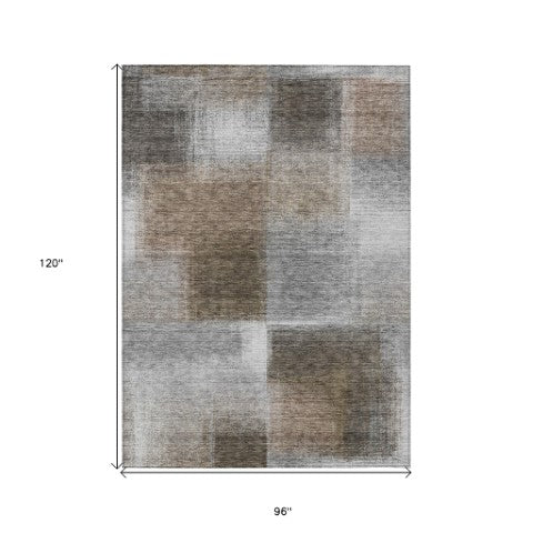 Homeroots 3' Artichoke Green Abstract Washable Indoor Outdoor Area Rug – Durable, Stylish, Stain Resistant Design 8' X 10' Polyester 584299