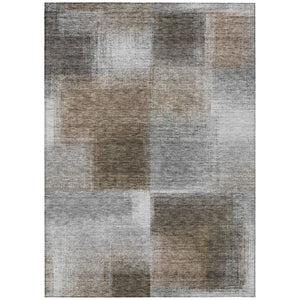 HomeRoots 5' Silver Gray and Beige Abstract Area Rug - Stylish, Washable Design for Indoor and Outdoor Use 8' X 10' 584299