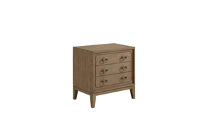 English Elm 3 Drawer Nightstand Latte Finish with USB Ports, Solid Wood & MDF, Felt Top & Cedar Bottom Drawers B2699P226101