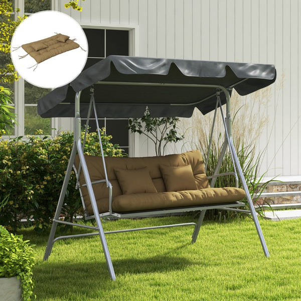 English Elm Outsunny Tufted Patio Bench Cushion Set Polyester Fill Water Resistant Outdoor Seat Brown W2225P174519