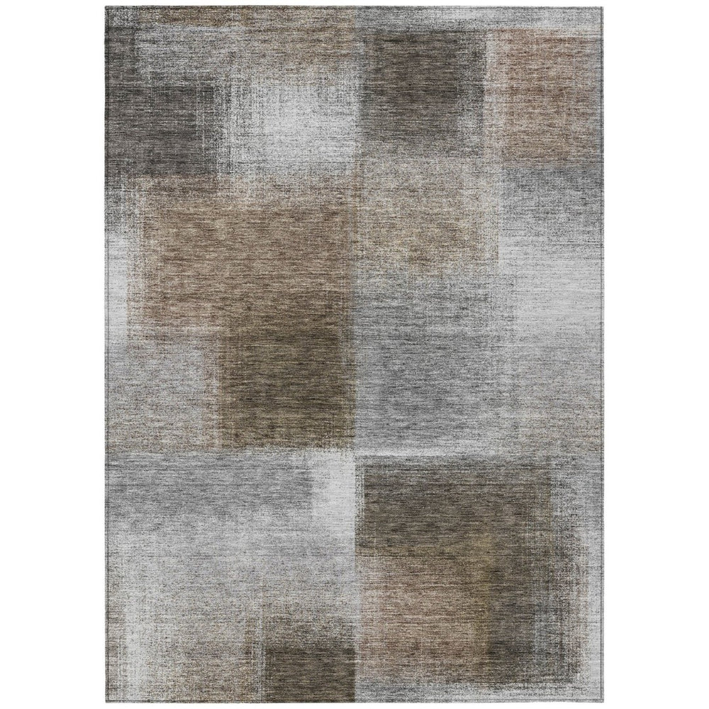 HomeRoots 5' Silver Gray and Beige Abstract Area Rug - Stylish, Washable Design for Indoor and Outdoor Use 10' X 14' 584301