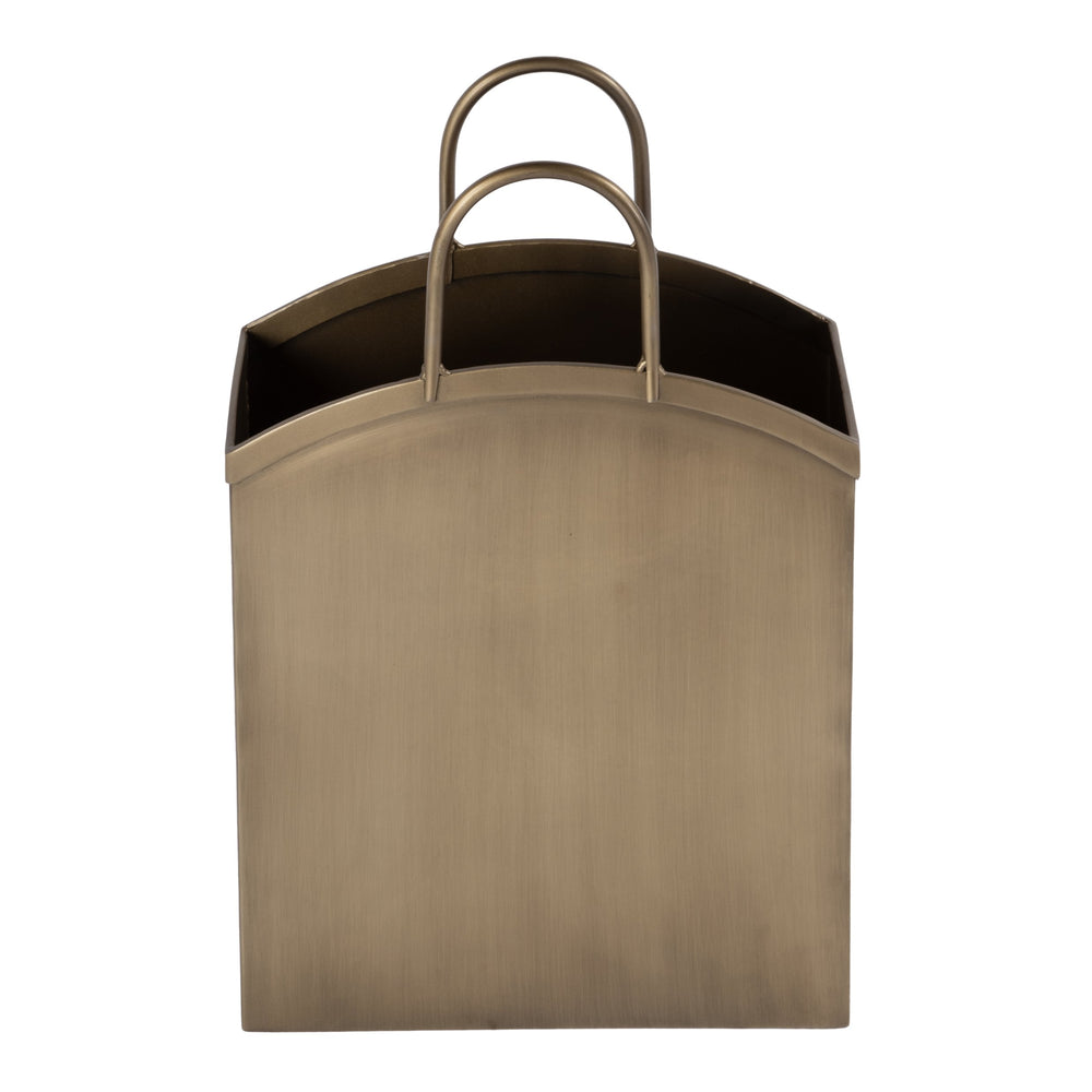 Butler Specialty Gia Modern Vintage Rectangular Metal Magazine Basket - Stylish Holder For Home Decor & Organization Antique Gold Stainless Steel 5843025-butler