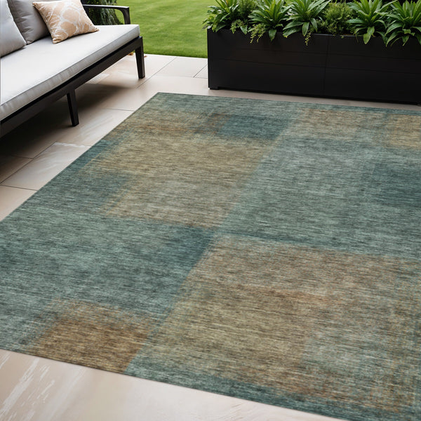 Homeroots 3' Artichoke Green Abstract Washable Indoor Outdoor Area Rug – Durable, Stylish, Stain Resistant Design 5' X 8' Polyester 584303