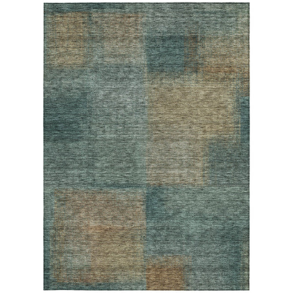 Homeroots 3' Artichoke Green Abstract Washable Indoor Outdoor Area Rug – Durable, Stylish, Stain Resistant Design 5' X 8' Polyester 584303