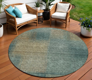 Homeroots 3' Artichoke Green Abstract Washable Indoor Outdoor Area Rug – Durable, Stylish, Stain Resistant Design 8' Round Polyester 584304