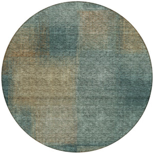 Homeroots 3' Artichoke Green Abstract Washable Indoor Outdoor Area Rug – Durable, Stylish, Stain Resistant Design 8' Round Polyester 584304