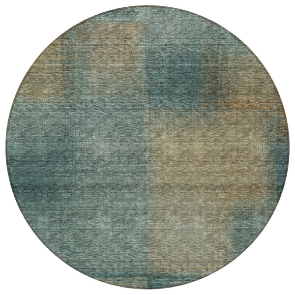 Homeroots 3' Artichoke Green Abstract Washable Indoor Outdoor Area Rug – Durable, Stylish, Stain Resistant Design 8' Round Polyester 584304