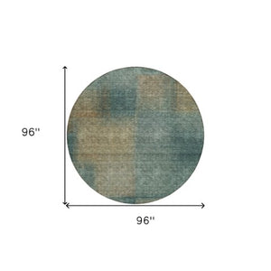Homeroots 3' Artichoke Green Abstract Washable Indoor Outdoor Area Rug – Durable, Stylish, Stain Resistant Design 8' Round Polyester 584304