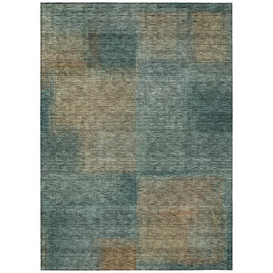 HomeRoots 5' Abstract Washable Area Rug in Teal, Blue, Brown & Taupe for Indoor & Outdoor Spaces, Durable Design 8' X 10' 584305
