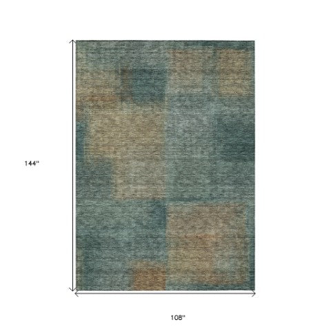 Homeroots 3' Artichoke Green Abstract Washable Indoor Outdoor Area Rug – Durable, Stylish, Stain Resistant Design 9' X 12' Polyester 584306