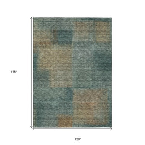 Homeroots 3' Artichoke Green Abstract Washable Indoor Outdoor Area Rug – Durable, Stylish, Stain Resistant Design 10' X 14' Polyester 584307