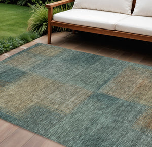Homeroots 3' Artichoke Green Abstract Washable Indoor Outdoor Area Rug – Durable, Stylish, Stain Resistant Design 10' X 14' Polyester 584307