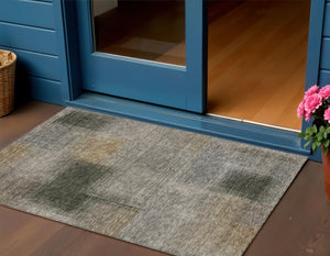 Homeroots 3' Artichoke Green Abstract Washable Indoor Outdoor Area Rug – Durable, Stylish, Stain Resistant Design 3' X 5' Polyester 584308