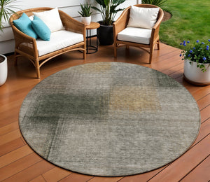 Homeroots 3' Artichoke Green Abstract Washable Indoor Outdoor Area Rug – Durable, Stylish, Stain Resistant Design 8' Round Polyester 584310