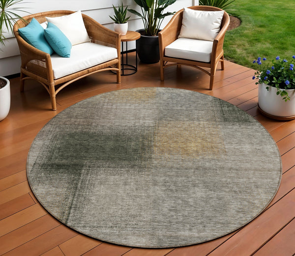 Homeroots 3' Artichoke Green Abstract Washable Indoor Outdoor Area Rug – Durable, Stylish, Stain Resistant Design 8' Round Polyester 584310