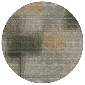 HomeRoots 5' Abstract Taupe Gray and Beige Area Rug - Durable, Washable Design for Indoor and Outdoor Spaces 8' Round 584310