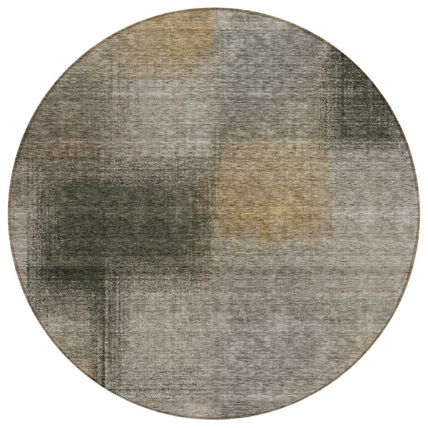 HomeRoots 5' Abstract Taupe Gray and Beige Area Rug - Durable, Washable Design for Indoor and Outdoor Spaces 8' Round 584310