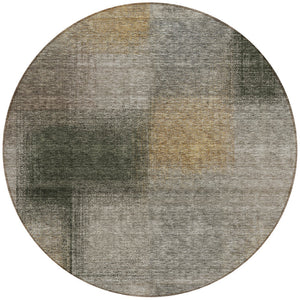 Homeroots 3' Artichoke Green Abstract Washable Indoor Outdoor Area Rug – Durable, Stylish, Stain Resistant Design 8' Round Polyester 584310