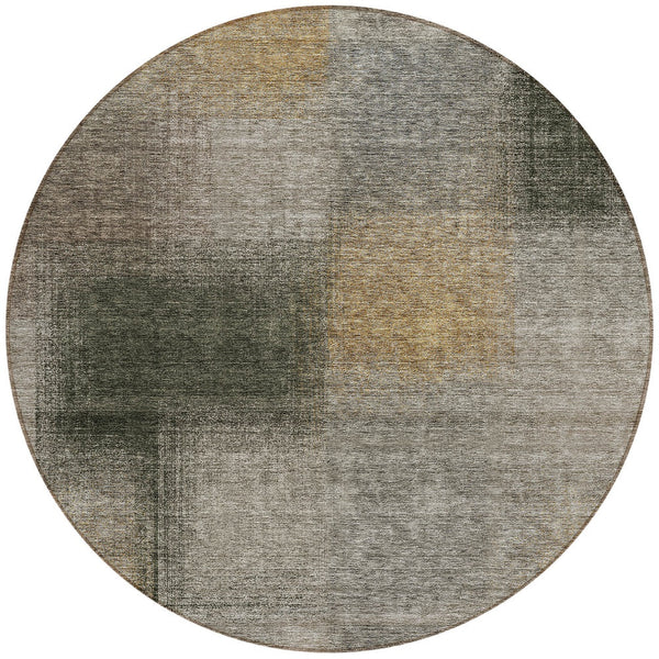 Homeroots 3' Artichoke Green Abstract Washable Indoor Outdoor Area Rug – Durable, Stylish, Stain Resistant Design 8' Round Polyester 584310