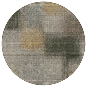 Homeroots 3' Artichoke Green Abstract Washable Indoor Outdoor Area Rug – Durable, Stylish, Stain Resistant Design 8' Round Polyester 584310