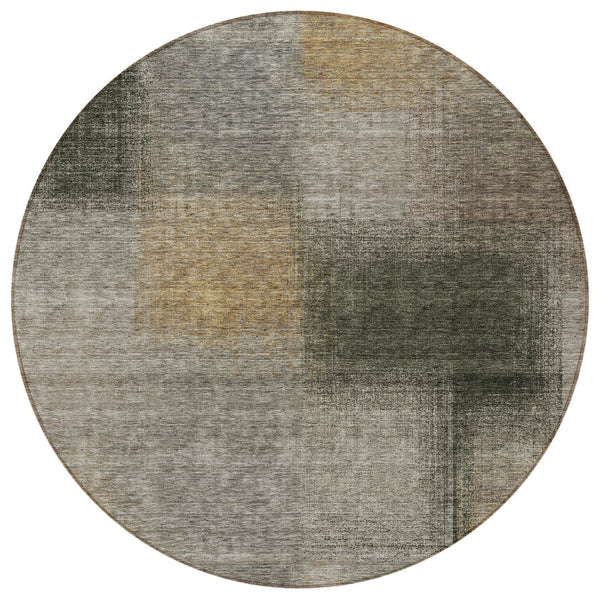 Homeroots 3' Artichoke Green Abstract Washable Indoor Outdoor Area Rug – Durable, Stylish, Stain Resistant Design 8' Round Polyester 584310