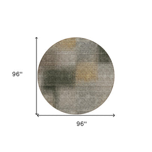HomeRoots 5' Abstract Taupe Gray and Beige Area Rug - Durable, Washable Design for Indoor and Outdoor Spaces 8' Round 584310
