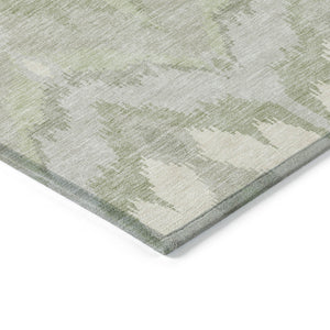 Homeroots 3' Artichoke Green And Beige Ikat Washable Area Rug - Perfect For Indoor And Outdoor Spaces 3' X 5' Polyester 584314