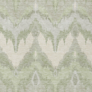 Homeroots 3' Artichoke Green And Beige Ikat Washable Area Rug - Perfect For Indoor And Outdoor Spaces 3' X 5' Polyester 584314