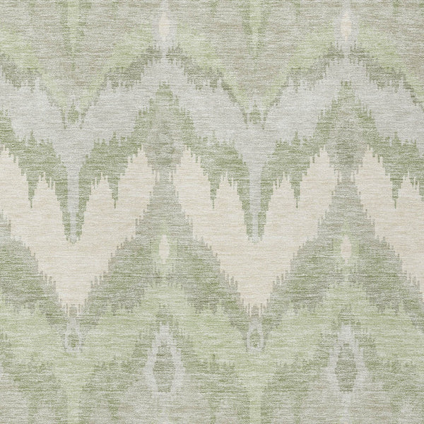 Homeroots 3' Artichoke Green And Beige Ikat Washable Area Rug - Perfect For Indoor And Outdoor Spaces 3' X 5' Polyester 584314