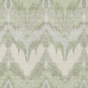 Homeroots 3' Artichoke Green And Beige Ikat Washable Area Rug - Perfect For Indoor And Outdoor Spaces 5' X 8' Polyester 584315