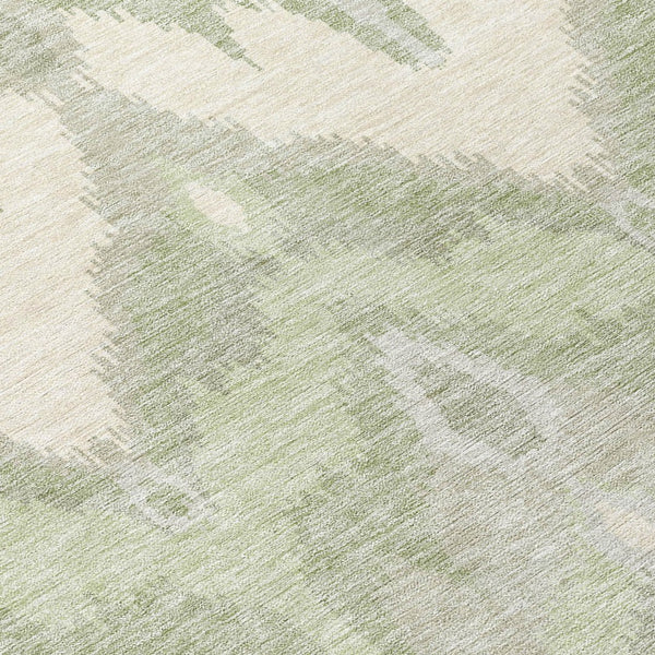 Homeroots 3' Artichoke Green And Beige Ikat Washable Area Rug - Perfect For Indoor And Outdoor Spaces 8' Round Polyester 584316
