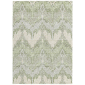 Homeroots 3' Artichoke Green And Beige Ikat Washable Area Rug - Perfect For Indoor And Outdoor Spaces 9' X 12' Polyester 584318