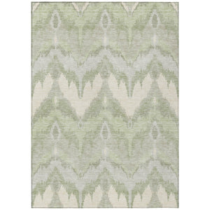 HomeRoots 5' Artichoke Green Ikat Area Rug - Durable, Washable, Ideal for Indoor & Outdoor Spaces, Easy Care 10' X 14' 584319