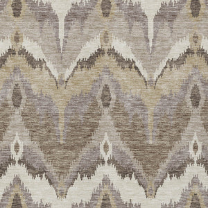 Homeroots 3' Artichoke Green And Beige Ikat Washable Area Rug - Perfect For Indoor And Outdoor Spaces 3' X 5' Polyester 584320