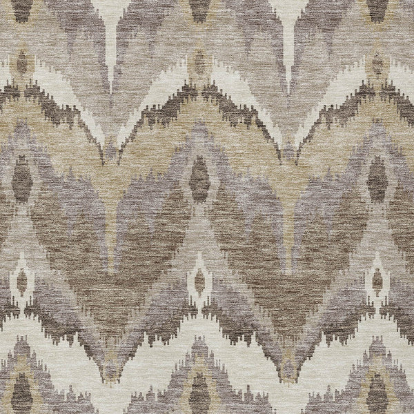 Homeroots 3' Artichoke Green And Beige Ikat Washable Area Rug - Perfect For Indoor And Outdoor Spaces 5' X 8' Polyester 584321