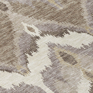 Homeroots 3' Artichoke Green And Beige Ikat Washable Area Rug - Perfect For Indoor And Outdoor Spaces 5' X 8' Polyester 584321