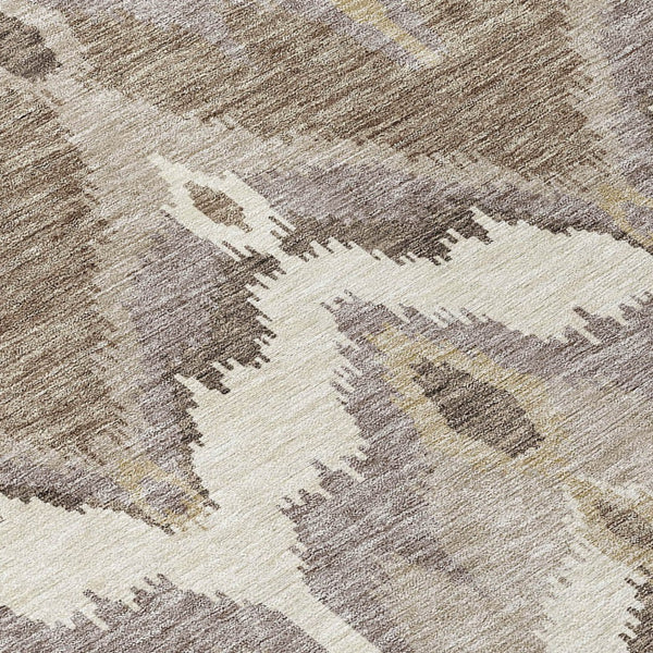 Homeroots 3' Artichoke Green And Beige Ikat Washable Area Rug - Perfect For Indoor And Outdoor Spaces 5' X 8' Polyester 584321