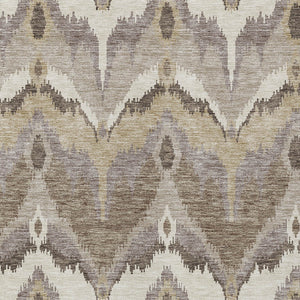 Homeroots 3' Artichoke Green And Beige Ikat Washable Area Rug - Perfect For Indoor And Outdoor Spaces 8' X 10' Polyester 584323