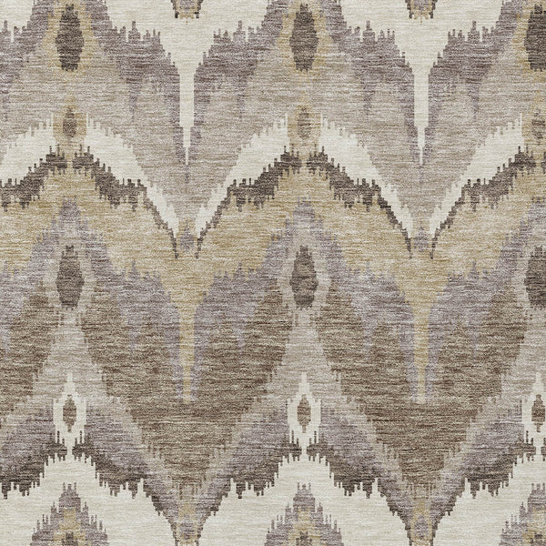 Homeroots 3' Artichoke Green And Beige Ikat Washable Area Rug - Perfect For Indoor And Outdoor Spaces 8' X 10' Polyester 584323