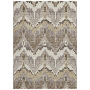 Homeroots 3' Artichoke Green And Beige Ikat Washable Area Rug - Perfect For Indoor And Outdoor Spaces 9' X 12' Polyester 584324