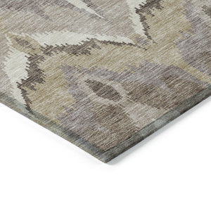 Homeroots 3' Artichoke Green And Beige Ikat Washable Area Rug - Perfect For Indoor And Outdoor Spaces 9' X 12' Polyester 584324