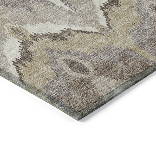 Homeroots 3' Artichoke Green And Beige Ikat Washable Area Rug - Perfect For Indoor And Outdoor Spaces 9' X 12' Polyester 584324
