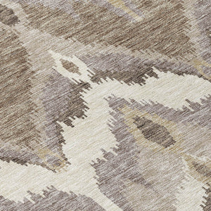 Homeroots 3' Artichoke Green And Beige Ikat Washable Area Rug - Perfect For Indoor And Outdoor Spaces 9' X 12' Polyester 584324