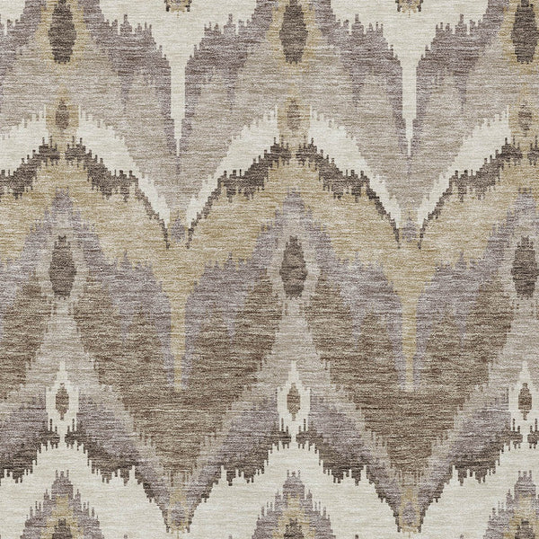 Homeroots 3' Artichoke Green And Beige Ikat Washable Area Rug - Perfect For Indoor And Outdoor Spaces 10' X 14' Polyester 584325