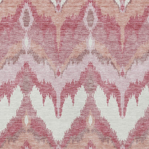 Homeroots 3' Artichoke Green And Beige Ikat Washable Area Rug - Perfect For Indoor And Outdoor Spaces 5' X 8' Polyester 584327